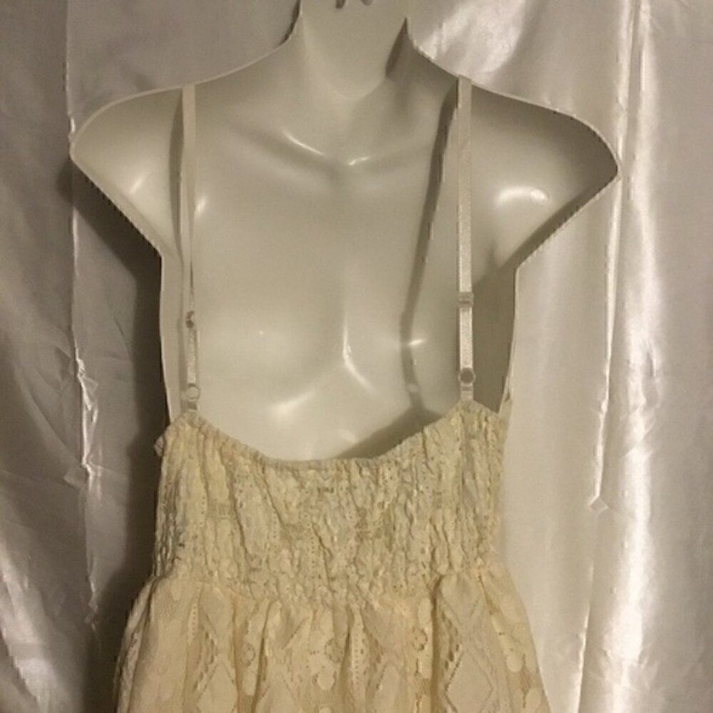 Women's Lace Hollow Out Tassel Trim V Neck Bohemian Maxi Dress L - Picture 14 of 15